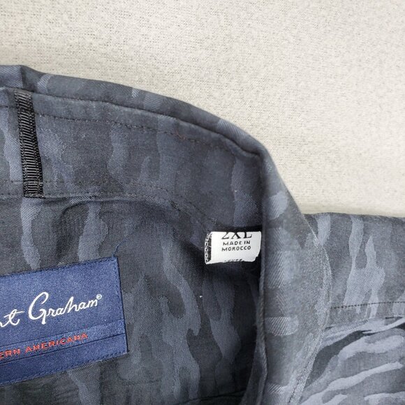 Robert Graham Shirt Sz 2XL Black Gray Camouflage Long Sleeve Tailored Fit Cotton - Picture 4 of 8